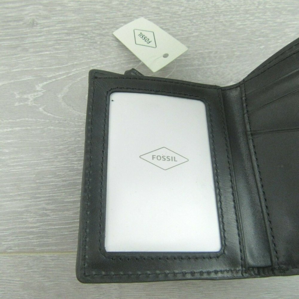 Fossil Allen Trifold RFID Black Leather Mens Wallet NEW - Picture 8 of 11